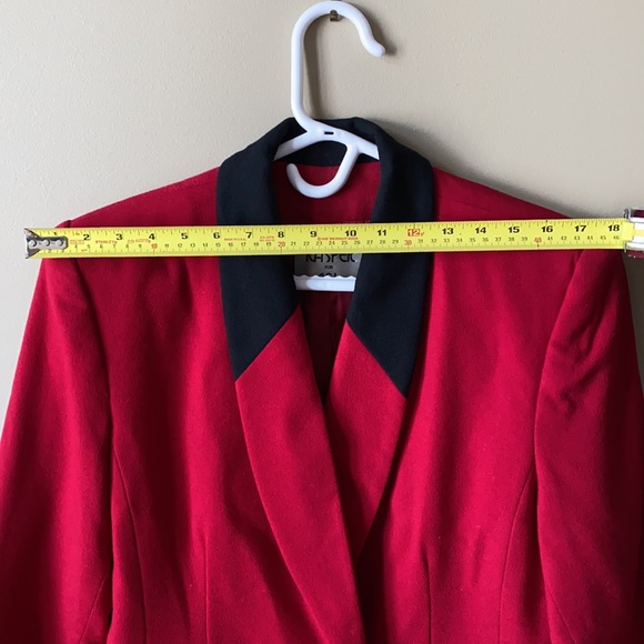 Vintage Red & Black Wool Blazer by Kasper - Picture 4 of 6